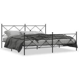 Berkfield Home Metal Bed Frame without Mattress with Footboard Black 193x203cm - Size: 193x203 cm - thumbnail 1