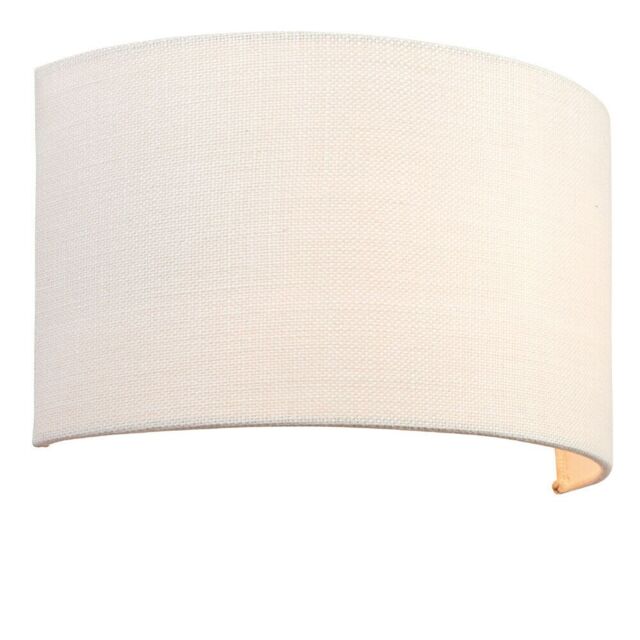 Loops Fabric LED Wall Light Vintage White Semi Circle Linen Shade Sleek Lamp Fitting - image 1
