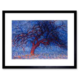 "Artery8 Piet Mondrian 1908 Evening Red Tree Painting 12x16"" Framed Art Print in Blue - Size: W12"" x H16""" - thumbnail 1