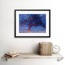 "Artery8 Piet Mondrian 1908 Evening Red Tree Painting 12x16"" Framed Art Print in Blue - Size: W12"" x H16""" - thumbnail 2
