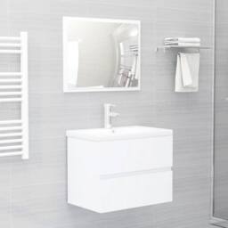 Berkfield Home Sink Cabinet with Built-in Basin White Engineered Wood - thumbnail 1
