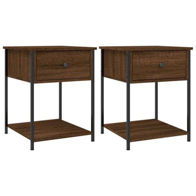 Berkfield Home Bedside Tables 2 pcs Brown Oak 44x45x58 cm Engineered Wood - Size: 44 x 45 x 58 cm - image 1