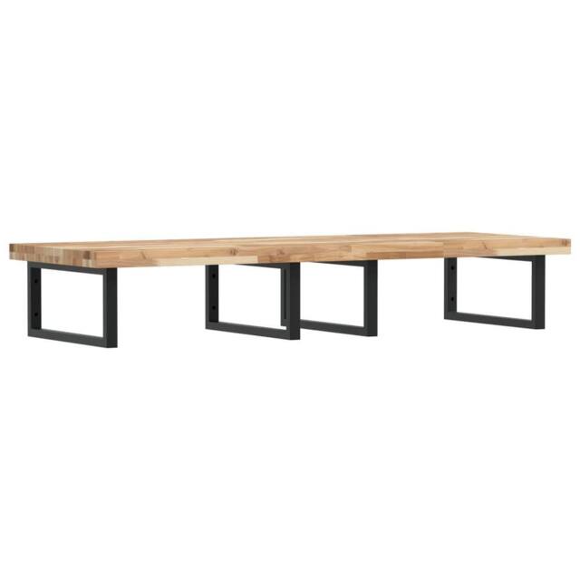 Berkfield Home Basin Shelf Wall Mounted Steel & Solid Wood Acacia in Brown - image 1