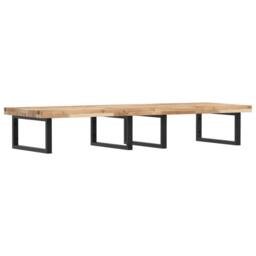 Berkfield Home Basin Shelf Wall Mounted Steel & Solid Wood Acacia in Brown - thumbnail 1