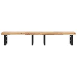 Berkfield Home Basin Shelf Wall Mounted Steel & Solid Wood Acacia in Brown - thumbnail 4