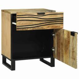 Berkfield Home Bedside Cabinet 50x33x60 cm ‚Äì Solid Mango Wood in Brown - Size: 50 x 33 x 60 cm - thumbnail 1