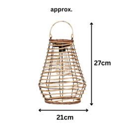 Marco Paul 26cm Solar Rattan Garden Lantern in Beige - thumbnail 2