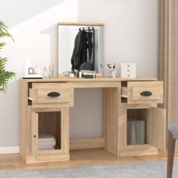 Berkfield Home Durable Dressing Table with Mirror Sonoma Oak 130x50x132.5 cm in Light Tan
