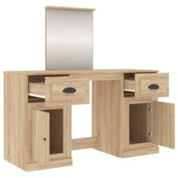 Berkfield Home Durable Dressing Table with Mirror Sonoma Oak 130x50x132.5 cm in Light Tan - thumbnail 8