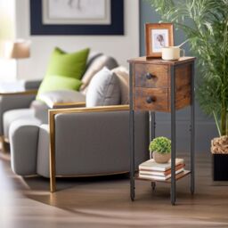 Rafaelo Mobilia Set of 2 Double Drawer Bedside Tables in Brown - thumbnail 4