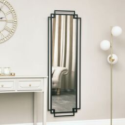 Melody Maison Black Art Deco Wall Mirror 142cm X 47cm - Size: 142 cm X 47 cm - thumbnail 3