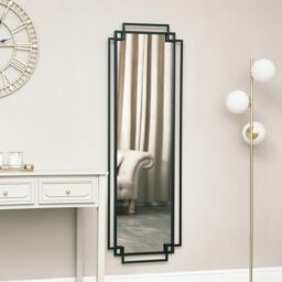 Melody Maison Black Art Deco Wall Mirror 142cm X 47cm - Size: 142 cm X 47 cm - thumbnail 2
