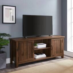 "Centurion Supports RANCH Walnut 6-Shelf Storage Unit up to 65"" Flat Screen TV Cabinet" - thumbnail 1
