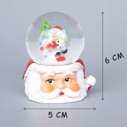 Shatchi Christmas Mini Snowglobe Water Ball Snow Dome Features Santa, Reindeer, Snowman Scene Resin Santa Face Base Table Decorations in Red - thumbnail 5