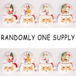 Shatchi Christmas Mini Snowglobe Water Ball Snow Dome Features Santa, Reindeer, Snowman Scene Resin Santa Face Base Table Decorations in Red - thumbnail 2