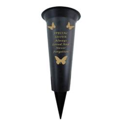 David Fischhoff Memorial Grave Plastic Spike Vase - Sister in Black - thumbnail 1