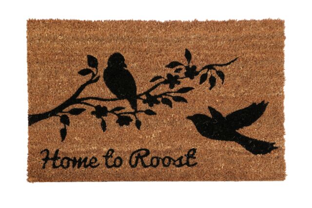 Orsina Home To Roost Doormat, Durable Coir Mat With PVC Backing & Printed Hen Design, Scrapes Dirt Off-Shoes in Natural - Size: 100 cm diameter - image 1