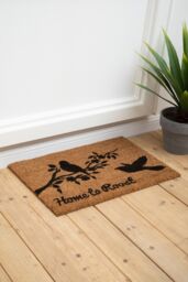 Orsina Home To Roost Doormat, Durable Coir Mat With PVC Backing & Printed Hen Design, Scrapes Dirt Off-Shoes in Natural - Size: 100 cm diameter - thumbnail 2