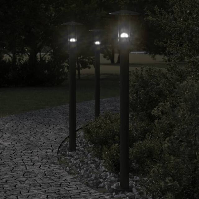 Berkfield Home Outdoor Floor Lamps 3pcs Black 100 cm Stainless Steel - image 1