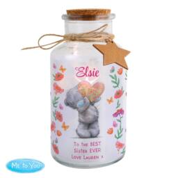 Personalised Memento Company Women's Personalised Me to You Flowery LED Light Up Jar in Clear - thumbnail 5