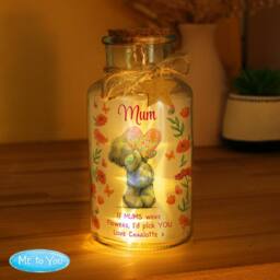 Personalised Memento Company Women's Personalised Me to You Flowery LED Light Up Jar in Clear - thumbnail 2