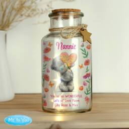 Personalised Memento Company Women's Personalised Me to You Flowery LED Light Up Jar in Clear - thumbnail 1