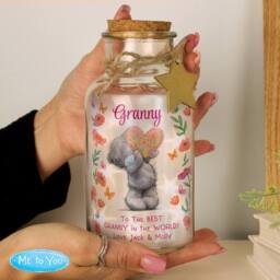 Personalised Memento Company Women's Personalised Me to You Flowery LED Light Up Jar in Clear - thumbnail 3