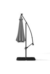 Living and Home 3M LED Lighted Large Garden Cantilever Parasol Outdoor Sun Shade Banana Umbrella Crank Tilt with Square Base, Dark Grey in Light Grey - thumbnail 5