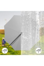 Living and Home 3M LED Lighted Large Garden Cantilever Parasol Outdoor Sun Shade Banana Umbrella Crank Tilt with Square Base, Dark Grey in Light Grey - thumbnail 8