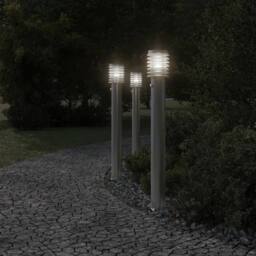 Berkfield Home Outdoor Floor Lamp with Sensor Silver 110cm Stainless Steel - thumbnail 1