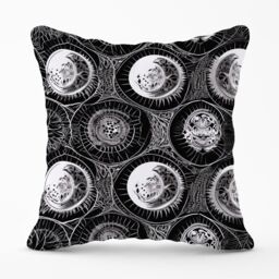 Warren Reed - Designer Black White Moon & Sun Outdoor Cushion in Grey - Size: 45 cm x 45 cm - thumbnail 1