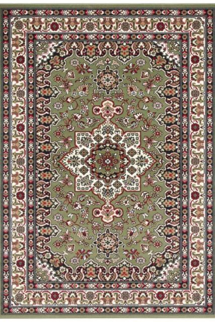THE RUGS Design Oriental Parun Tabriz Rug - Vintage Polypropylene Carpet in Green - Size: 80 cm x 250 cm - image 1