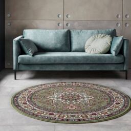THE RUGS Design Oriental Parun Tabriz Rug - Vintage Polypropylene Carpet in Green - Size: 80 cm x 250 cm - thumbnail 7