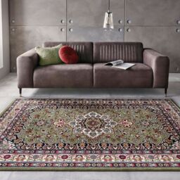 THE RUGS Design Oriental Parun Tabriz Rug - Vintage Polypropylene Carpet in Green - Size: 80 cm x 250 cm - thumbnail 5