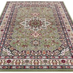 THE RUGS Design Oriental Parun Tabriz Rug - Vintage Polypropylene Carpet in Green - Size: 80 cm x 250 cm - thumbnail 3