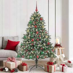 Berkfield Home Artificial Christmas Tree with Stand Green 126 x 126 x 180 cm - thumbnail 1