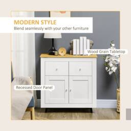 HOMCOM Modern Sideboard Storage Cabinet Kitchen Cupboard with Doors in White - thumbnail 4