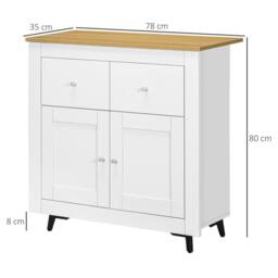 HOMCOM Modern Sideboard Storage Cabinet Kitchen Cupboard with Doors in White - thumbnail 3