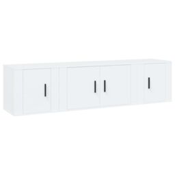 Berkfield Home 3 Piece TV Cabinet Set White Engineered Wood - thumbnail 2