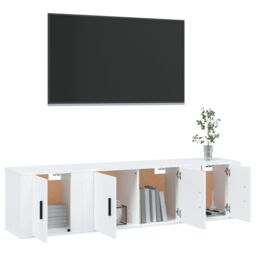 Berkfield Home 3 Piece TV Cabinet Set White Engineered Wood - thumbnail 3