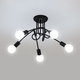 Pheashine Industrial Ceiling Light Black 5 Lamps E27 Lamp Holder 600x230mm - thumbnail 1