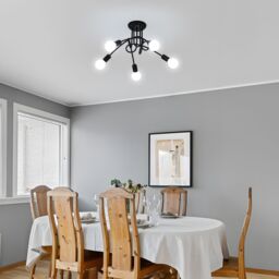 Pheashine Industrial Ceiling Light Black 5 Lamps E27 Lamp Holder 600x230mm - thumbnail 7