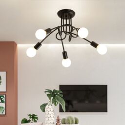 Pheashine Industrial Ceiling Light Black 5 Lamps E27 Lamp Holder 600x230mm - thumbnail 2