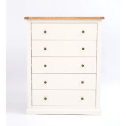 Cabinet Bits Castelli 5 Drawer Chest of Drawers Brass Knob in Off-White - thumbnail 1