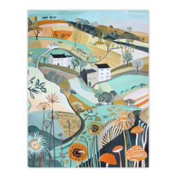 "Artery8 Aberdaron Rural Wales Landscape Wildflowers Hills Wall Art Print - Size: W12"" x H16""" - thumbnail 1