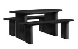 Birlea Axel Oval Fluted Dining Table With 2 Benches in Black - thumbnail 6