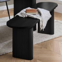 Birlea Axel Oval Fluted Dining Table With 2 Benches in Black - thumbnail 2