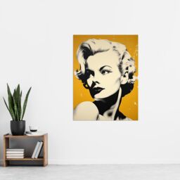"Artery8 Blonde On Mustard A Stylish Modern Black White Photo Of A Woman On Yellow Extra Large XL Wall Art Poster Print - Size: W24"" x H32""" - thumbnail 4