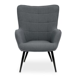 Orsina High Back Fabric Armchair with Black Legs, Versatile Durable Armchair, Easy to Maintain Bucket Chair in Grey - thumbnail 7