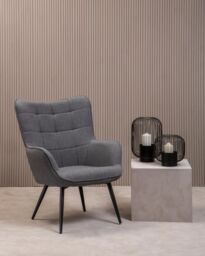 Orsina High Back Fabric Armchair with Black Legs, Versatile Durable Armchair, Easy to Maintain Bucket Chair in Grey - thumbnail 5